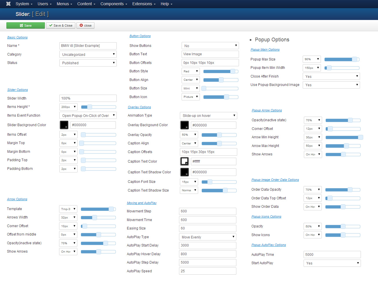 Slider Options... Slider Options...